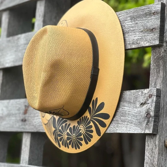 🆕 Hand-Painted Mexican Panama fedora sun Hat – Size M, Artisan One-of-a-Kind - Picture 3 of 8